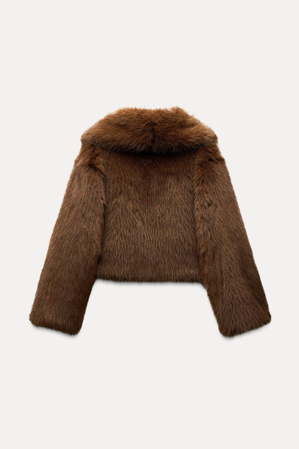 FAUX FUR COAT - BROWN